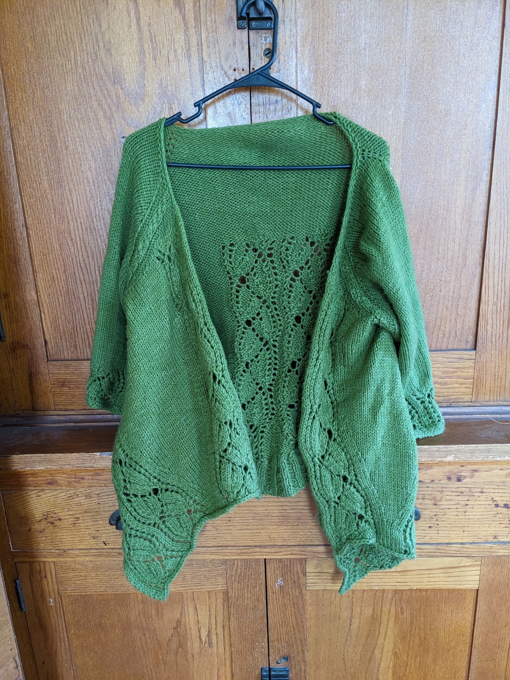 Green Open-Front Knit Cardigan Sweater